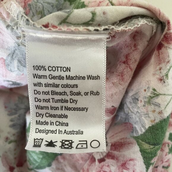 Papinelle Pajama Top Womens Sz M Pink Floral Print Button Closure Pocket Cotton - Picture 6 of 7